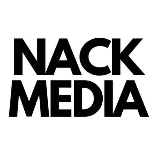 Fettes Logo mit dem Text „NACK MEDIA“ in Großbuchstaben, zentriert auf weißem Hintergrund.
