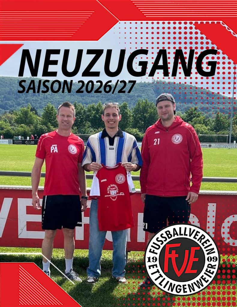 Sebastian Svitac hält ein FVE-Trikot und steht neben Marius Rieger und Patrick Anstett
